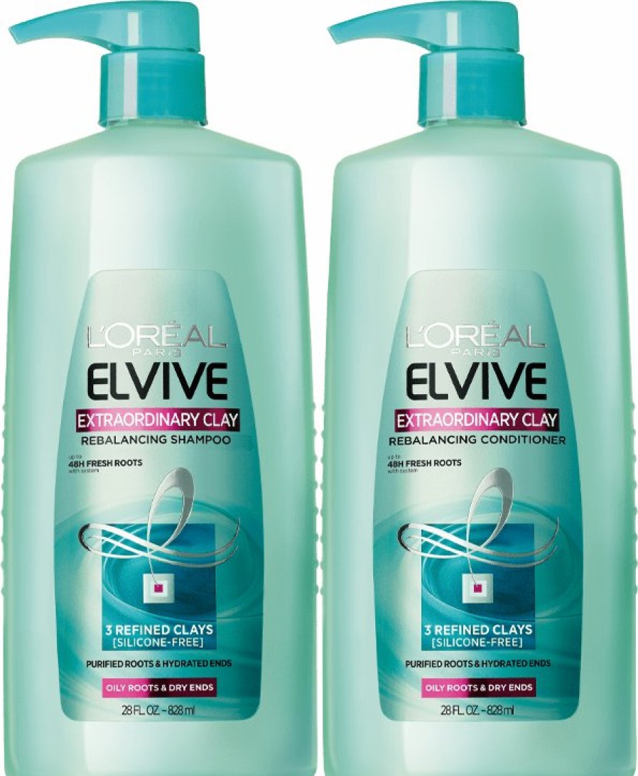 HAIR CARE & STYLING OAP Oily Roots/Dry Ends | Elvive Extraordinary Clay Rebalancing Shampoo And Rebalancing Conditioner Set